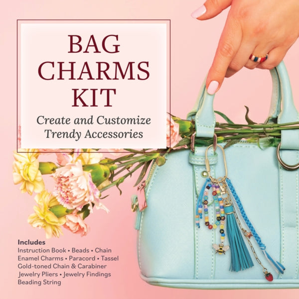 Bag Charms Kit : Create and Customize Trendy Accessories - Includes: Instruction Book, Beads, Chain, Enamel Charms, Paracord, Tassel, Gold-toned Chain & Carabiner, Jewelry Pliers, Jewelry Findings, Be
