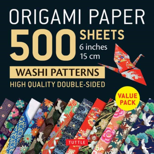 Origami Paper 500 sheets Japanese Washi Patterns 6" (15 cm) : Double-Sided Origami Sheets with 12 Different Designs (Instructions for 6 Projects Included) - Tuttle Studio