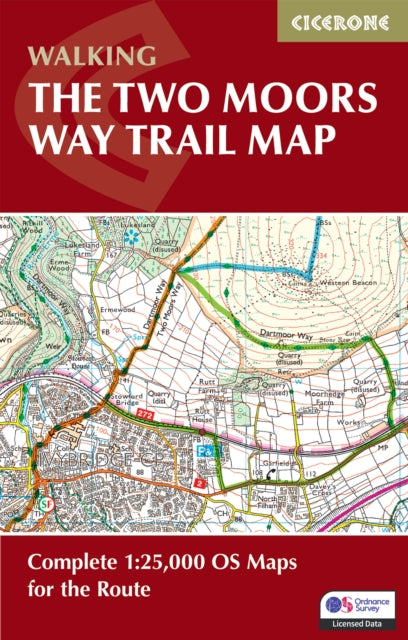 The Two Moors Way Trail Map : Complete 1:25,000 OS Maps for the Route - Sue Viccars