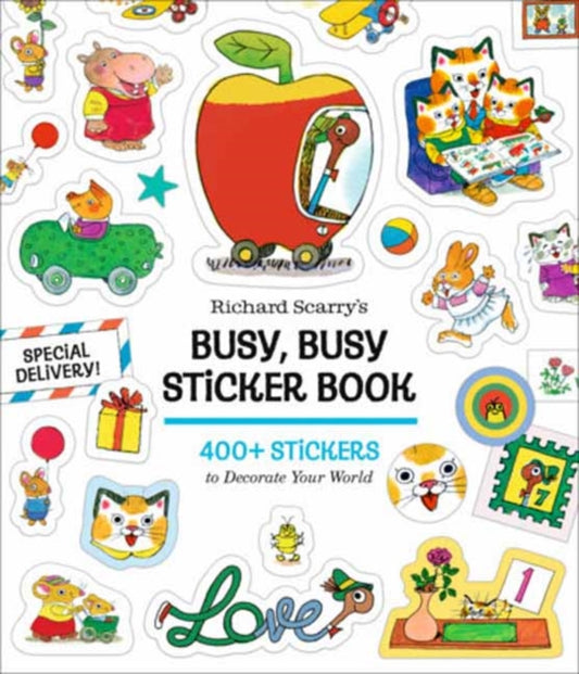 Front cover of Richard Scarry's Busy, Busy Sticker Book by Richard Scarry, paperback