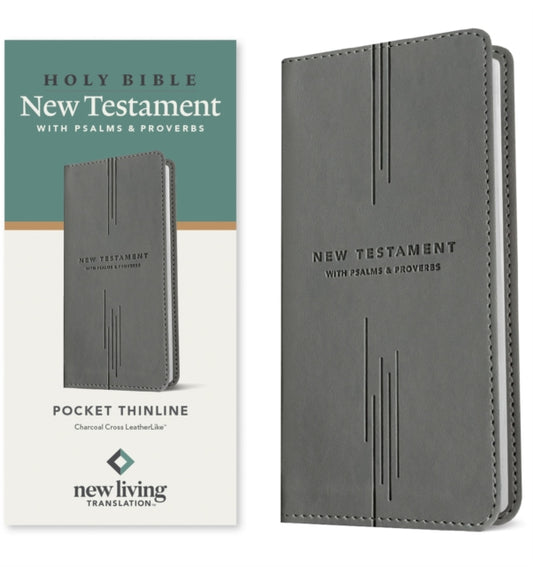 NLT Pocket Thinline New Testament with Psalms and Proverbs (LeatherLike, Charcoal Cross) - New Living Translation