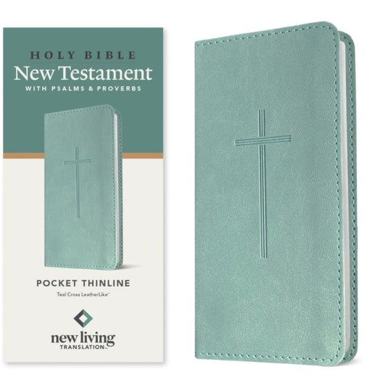 NLT Pocket Thinline New Testament with Psalms and Proverbs (LeatherLike, Teal Cross) - New Living Translation