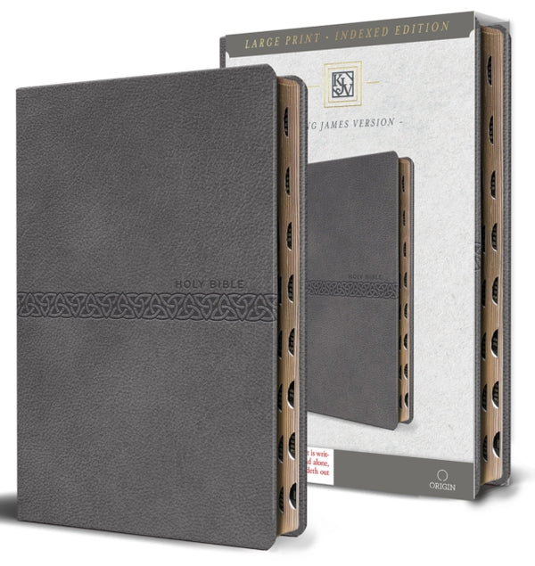 KJV Medium Format Large Print Gray Leathersoft with Index - Origin